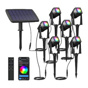 Six Pack Solar Powered LED Landscape Spotlights for Outdoor Yard and Garden Decoration