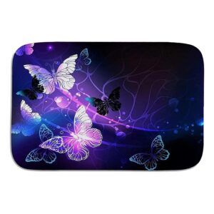 Slip Glowing Night Butterflies Door Mat 6x7 Soft Polyester Felt and Rubber Construction