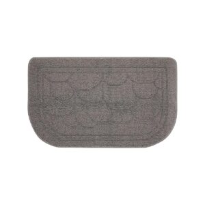 Slip Half Circle Door Mat for Indoor and Outdoor Use, 30 x 18 Inches, Grey, Machine Made