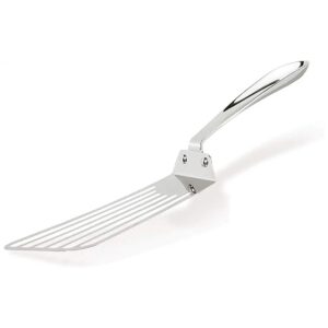 Slotted Turner in Polished Stainless Steel with Angled Edge for Easy Food Removal