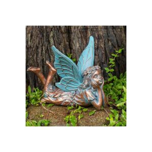 Small Brown Resin Fairy Statue for Garden Decoration and Accent