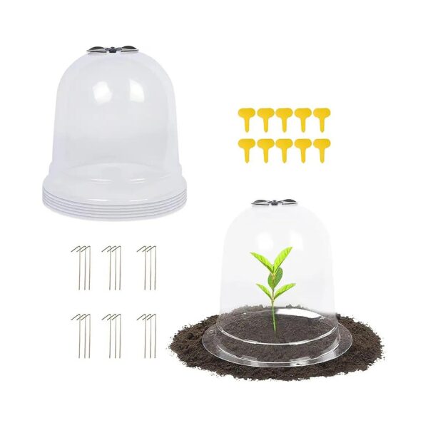 Small Greenhouse Cloche Dome Plant Cover with 18 Ground Pegs and 10 Plant Labels