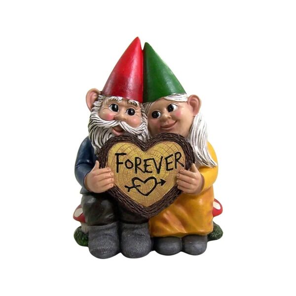 Small Indoor Outdoor Garden Figurine Forever Gnome Couple Resin Multicolor