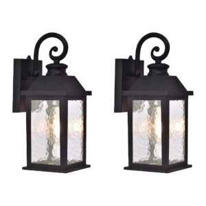 Small Modern Black Aluminum Wall Sconce Light Fixtures with Water Rippled Glass Lamps