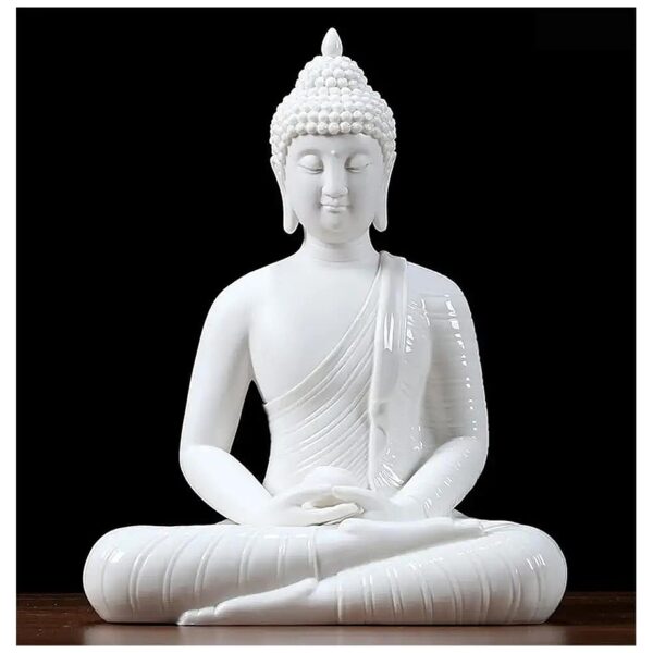 Small White Buddha Statue for Indoor Outdoor Decoration 12 Inch Ceramic