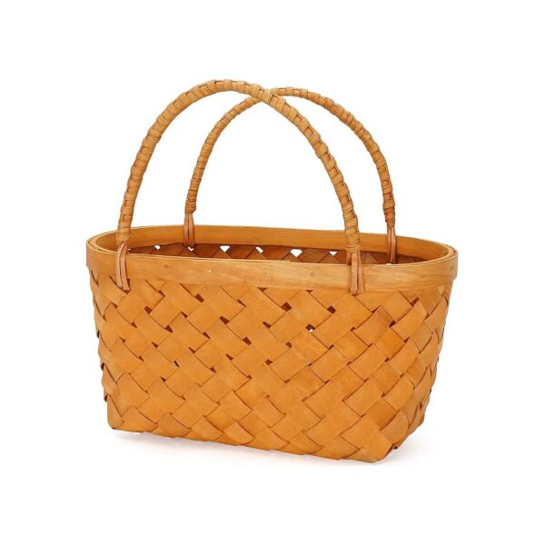 Small Wicker Picnic Basket for Kids with Two Handles and Organized Storage