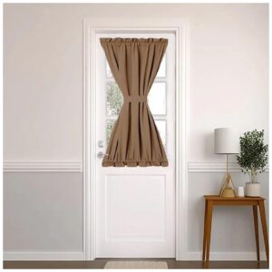 Small Window French Door Blackout Curtains Super Soft Thermal Insulated Brown