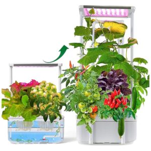 Smart Hydroponic Growing System Kit with Trellis for Short Tomato, Pepper, and Cucumber