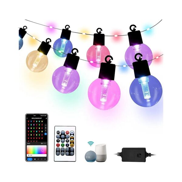 Smart Outdoor LED String Lights with RGB Color Changing Dimmable Function for Patio Decor