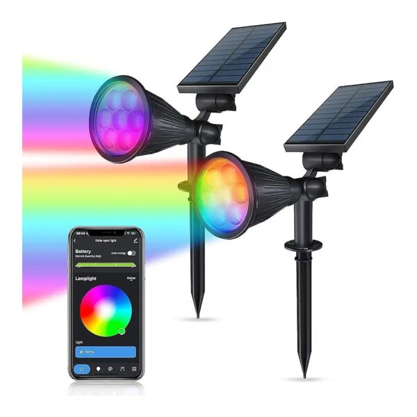 Smart Solar Spotlight for Yard, Patio, and Landscape with Color Changing