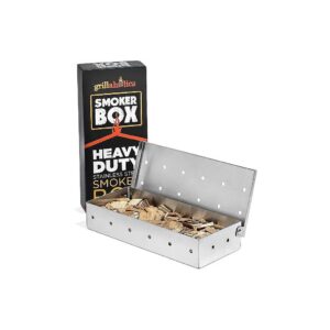 Smoker Box for Grill Adds Rich BBQ Flavor with Easy Wood Chip Additions and Hinged Lid