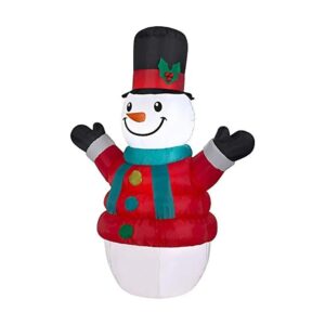 Snowman in Puffy Red Parka Airblown Inflatable for Christmas Parties and Celebrations