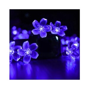 Soft Blue LED Solar Fairy Lights with 50LED Flower Shaped Design for a Romantic Ambiance