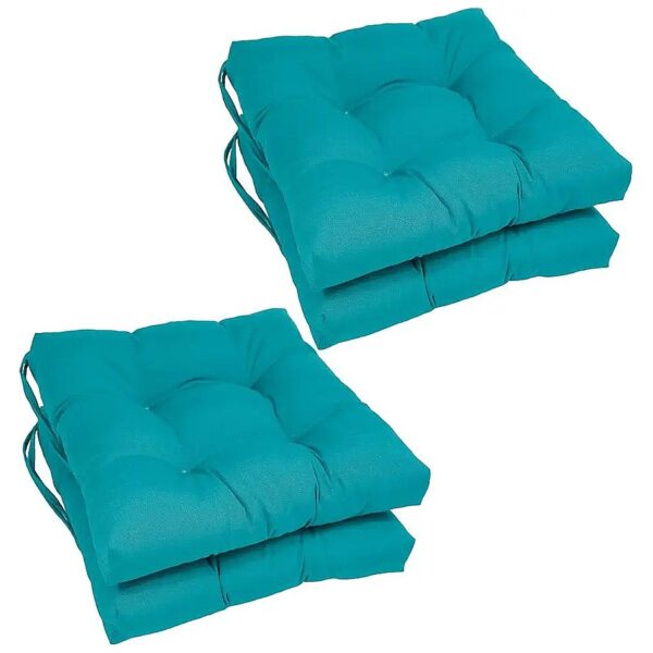 Soft Premium Twill Fabric Chair Cushions with Aqua Blue Color and Classic Tufting