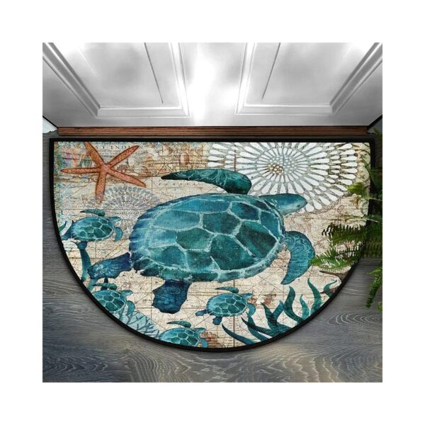 Soft Touch Polyester Door Mat for Comfortable Entryway Experience 36x24 Inch Ocean Turtle