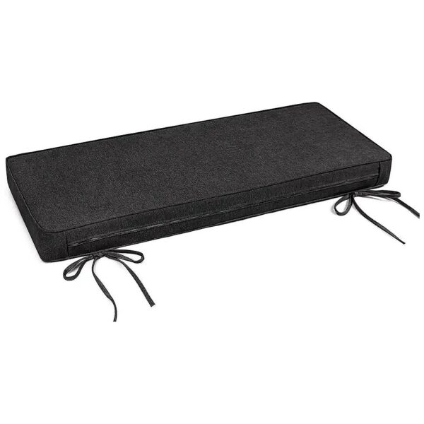 Soft Velvet Bench Cushion for Indoor Furniture with Adjustable Ties (36x14x3, Black)