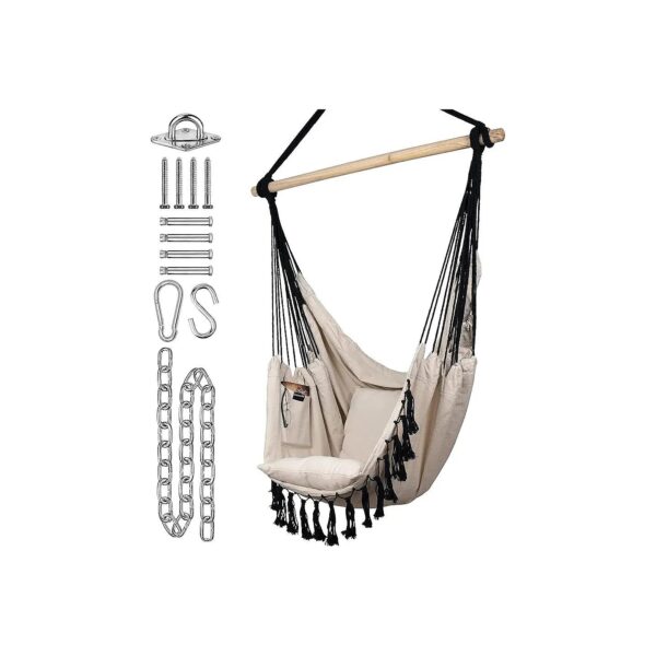 Soft and Durable Cotton Canvas Hammock Chair for Indoor or Outdoor Use