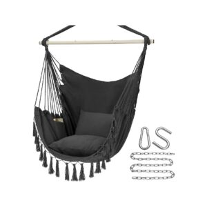 Soft and Durable Hammock Chair Swing with Soft Cushions and Lock Catch, Dark Grey