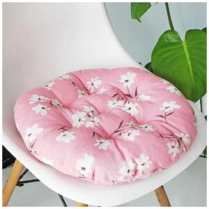 Soft and Plush Flower Pink Round Cushion for Office Home and Garden