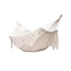 Soft and Spacious Off White Cotton Canvas Hammock for Two Adults with Heavy Duty Strings