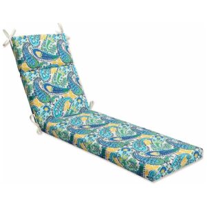 Soft-Fibered Blue Green Amalia Outdoor Indoor Chaise Lounge Cushion