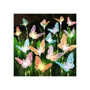 Solar Butterfly Lights with Glowing Stems for Outside Yard Pathway Garden Decorations