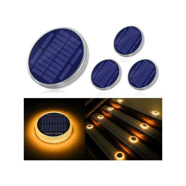 Solar Deck Lights Outdoor Waterproof LED 4 Pack with Big Solar Charging Panel