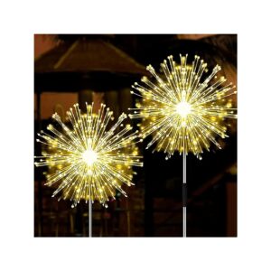 Solar Firework Lights for Outdoor Garden Pathway 2 Pack 120 LEDs Warm White