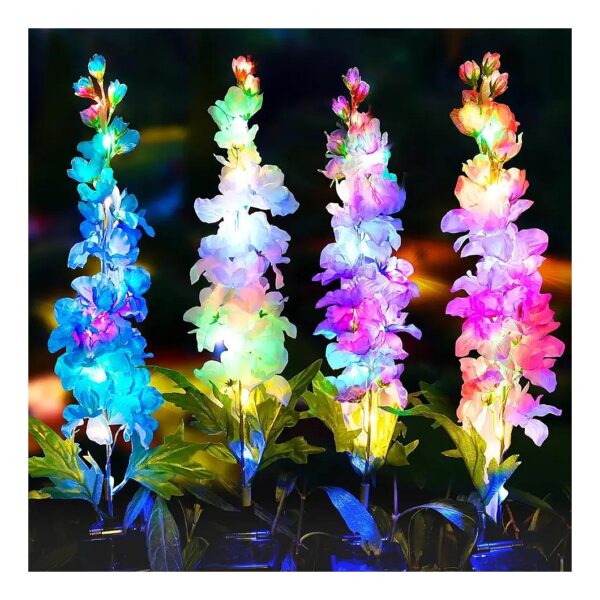 Solar Garden Decorations 2 Pack Modern Flower Lights with 32 LEDs Dual Lighting Modes