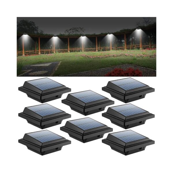 Solar Gutter Lights with 40 LEDs for Eaves Garden Landscape Walkway 8PCS Black Cold White