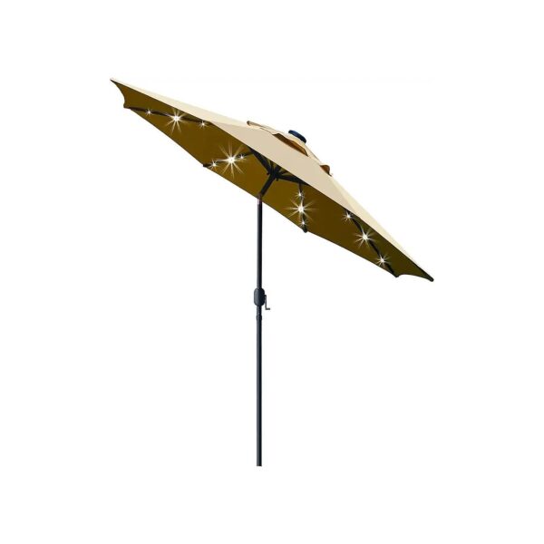 Solar LED Lighted Patio Umbrella with Adjustable Tilt and Crank Operating System