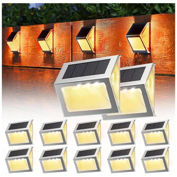 Solar LED Step Lights with Stainless Steel Housing for Fence Pathway Lighting