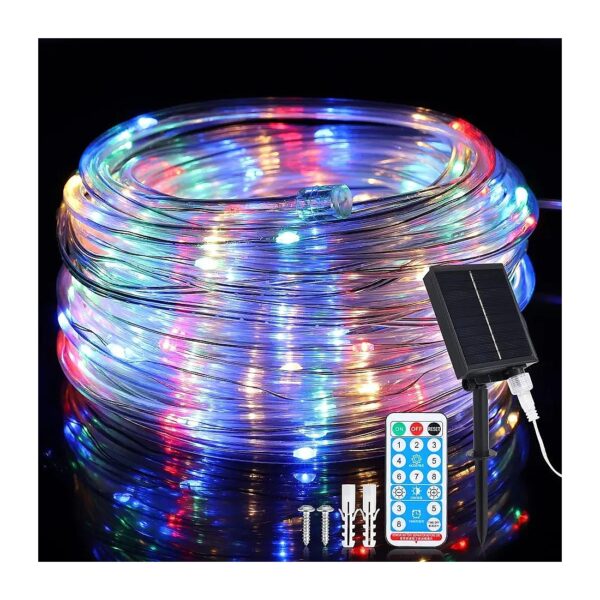 Solar LED String Rope Lights with Multicolor Options and 8 Modes