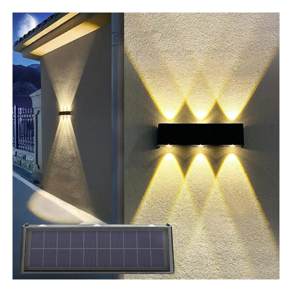 Solar LED Wall Lamp with Aluminum Housing and Waterproof Design for Home and Yard