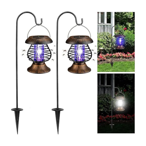 Solar Mosquito Killer Lamp for Outdoor Use with UVA Lamp and Electric Kill Mode