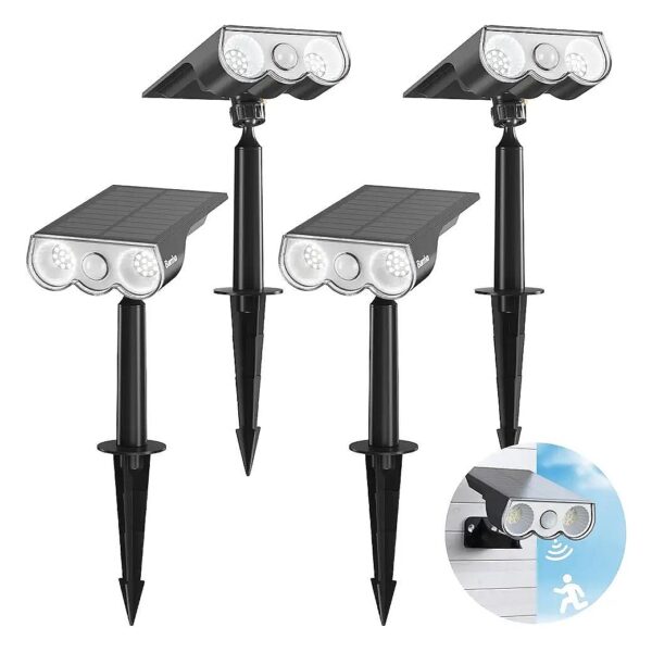 Solar Motion Lights Outdoor Adjustable Spotlight for Pathway Yard Garden and Patio