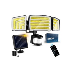 Solar Motion Sensor Flood Lights Outdoor 4000LM 4 Lighting Modes 72FT Sensing Distance