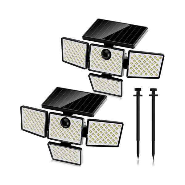 Solar Outdoor Light with 4 LED Heads for Garden Lighting and Security