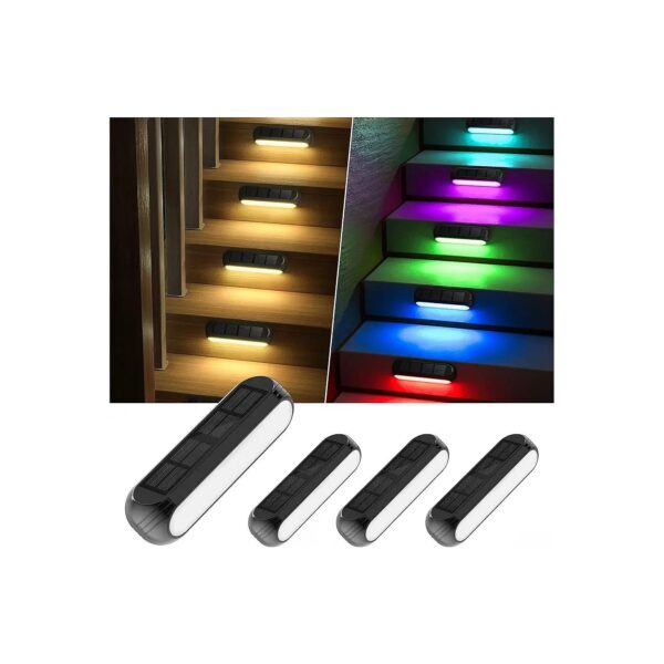 Solar Outdoor Lighting for Deck 4 Pack with RGB Color Changing and Warm White Options