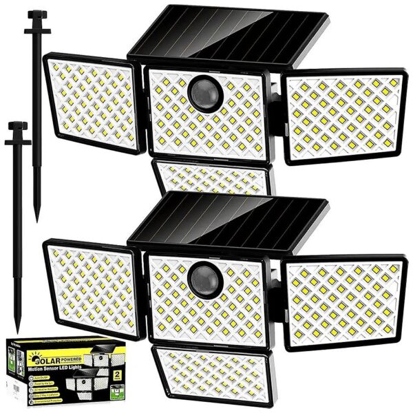 Solar Outdoor Security Lights with Motion Sensor and Wide Angle Flood Lighting