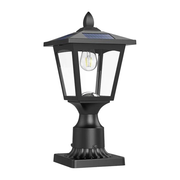 Solar Post Lights for Pathway Driveway Front Door with Glass Shade and Two Light Modes