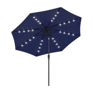 Solar Powered 9ft Round Patio Umbrella with 32 LED Lights and Durable Steel Frame