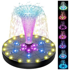 Solar Powered Bird Bath Fountain with 7 Nozzle Options and 4 Fixers for Stability