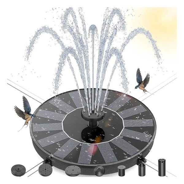 Solar Powered Bird Bath Fountain with Adjustable Nozzles and 20Inch Water Spray