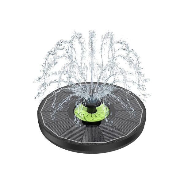 Solar Powered Bird Bath Fountain with Black Glass Panel and Tender Green Flowers