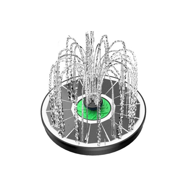 Solar Powered Bird Bath Fountain with Green Flower and 5W Power Output