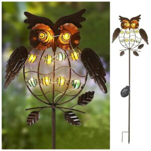 Solar Powered Bronze Owl Garden Lights for Mothers Day Gifts