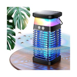 Solar Powered Bug Zapper for Outdoor and Indoor Use with Mosquito Killer and RGB Lighting