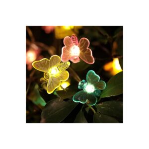 Solar Powered Butterfly Fairy Lights with Warm White Led Lighting for Outdoor Decor