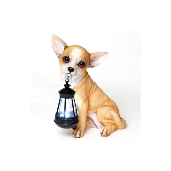 Solar Powered Chihuahua Garden Statue with LED Light